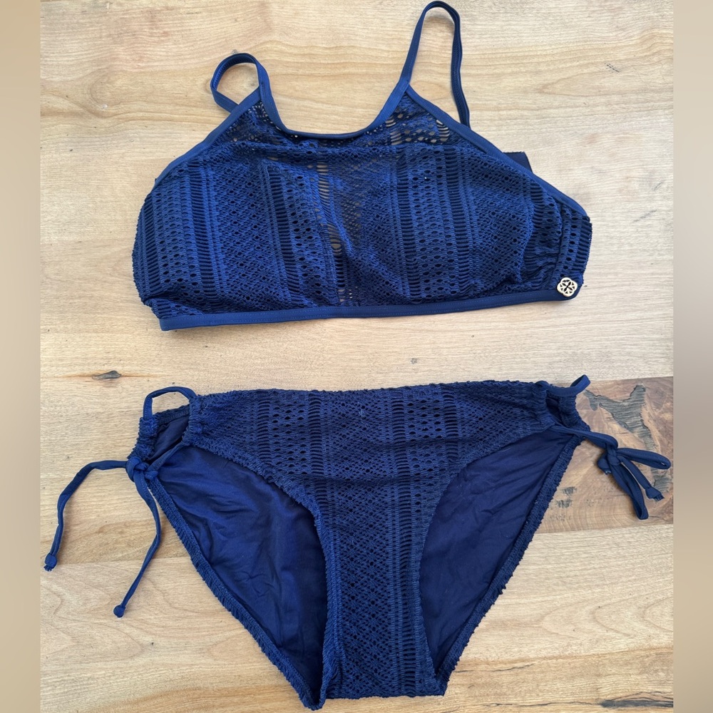 Navy Blue Crochet Bikini Set
